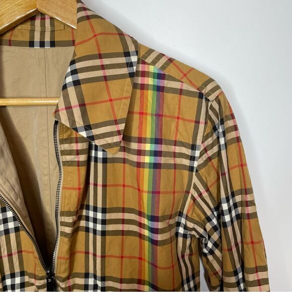Burberry Harrington Reversible Rainbow Check Nova‎ Plaid Jacket Tan Xxs S Rare - Picture 9 of 13